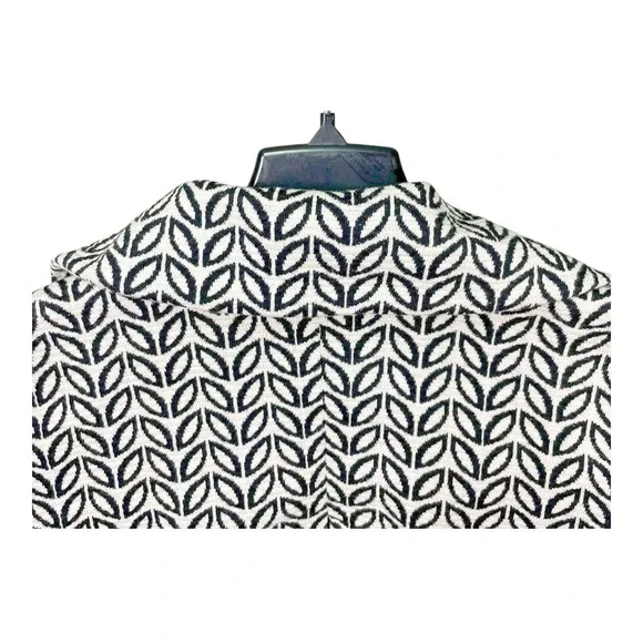 Saks Fifth Avenue Jacket Geometric Leaf Pattern 3/4 Sleeve Pockets Women Size 6 - Picture 7 of 10